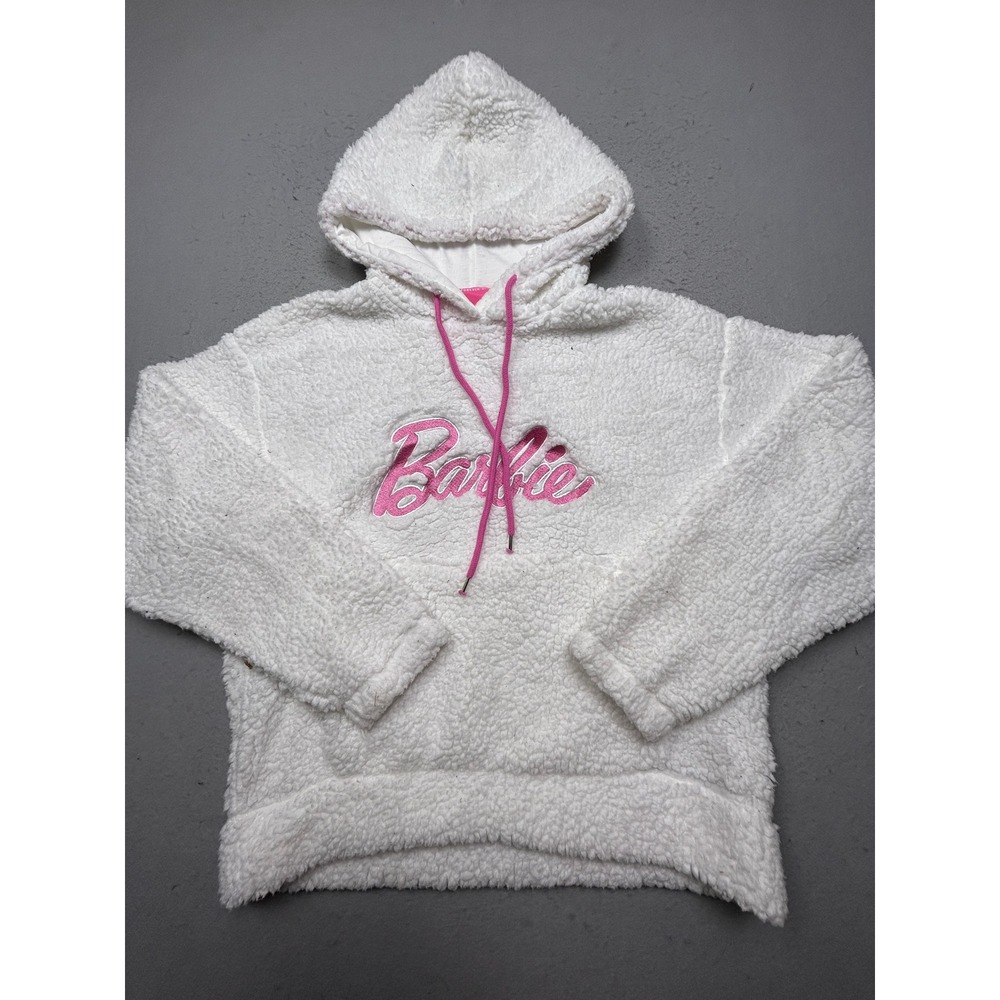 Forever 21 Barbie Hoodie Sherpa Faux Fur White Pink Size Medium Medium Women